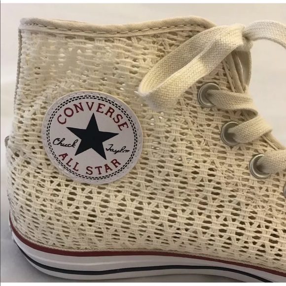 New Converse Chuck Taylor Mesh Crochet Cream Women Hi Top Shoes Hi Cut Sz 10.5 - Picture 11 of 11
